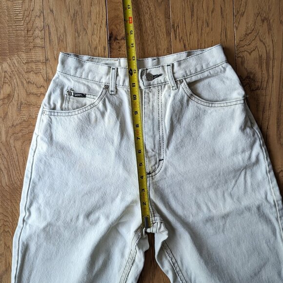 Lee Vintage 100% Cotton Women Mom Jeans High Rise Ivory Beige White 6 8 Petite - Picture 7 of 9